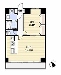 ブランドール壱番館 1LDKの間取図画像