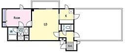 エルスタンザ中目黒 1LDKの間取図画像