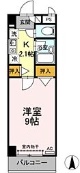 ピュアクレスト 1Kの間取図画像