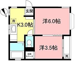 京王線 千歳烏山駅 徒歩9分の賃貸アパート 1階2Kの間取り
