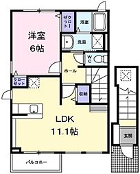 リバーアイランド 1LDKの間取図画像