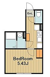 ポーラスター南橋本2 1階1Kの間取り