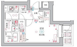 CREVISTA阪東橋 1Kの間取図画像