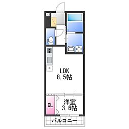 アリビオ泉佐野 1LDKの間取図画像