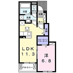グリシーヌ・イースト 1LDKの間取図画像