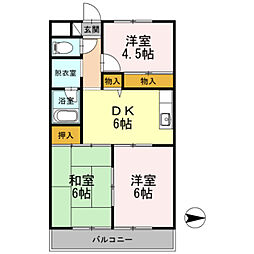 第3長瀬マンション 3DKの間取図画像