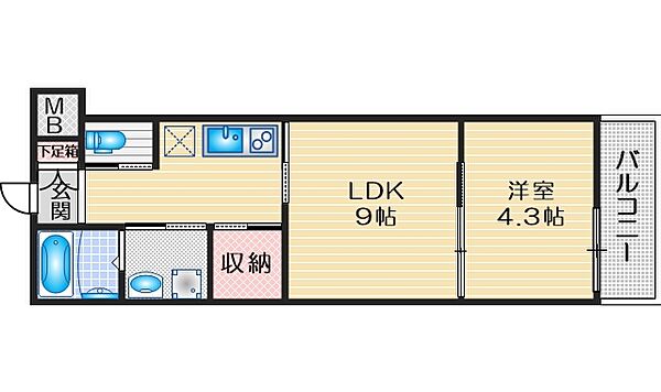 パロス豊中曽根グランツ ｜大阪府豊中市曽根西町２丁目(賃貸アパート1LDK・3階・30.01㎡)の写真 その2