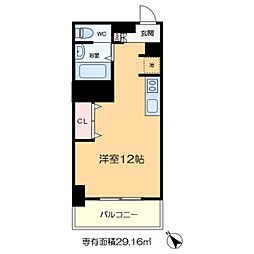 東和緑野ダイヤモンドマンション 3階ワンルームの間取り