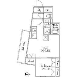 新宿区下落合3丁目マンション 1LDKの間取図画像