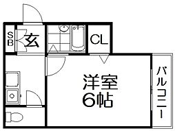 ドリームハイツ長尾 1Kの間取図画像