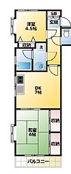 パークヒル西新井 2DKの間取図画像