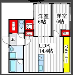 View新小平 2LDKの間取図画像