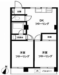 コーポラス広田 2DKの間取図画像