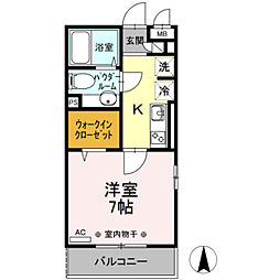 VERSOS高倉A 1Kの間取図画像