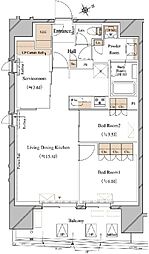 ブランシエスタ浅草蔵前 2SLDKの間取図画像