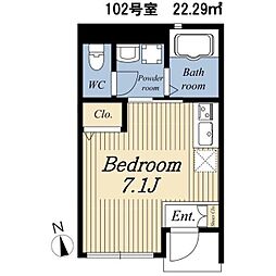 ラ・グランジュール ワンルームの間取図画像