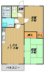 パークハイツ 2LDKの間取図画像