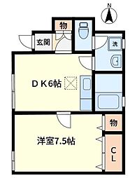 シャインウッド 1DKの間取図画像