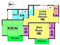 第2サンヒル 2階2LDKの間取り