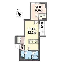 アルフラット弐 1LDKの間取図画像