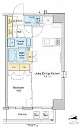 プラウドフラット浅草ディアージュ 1LDKの間取図画像