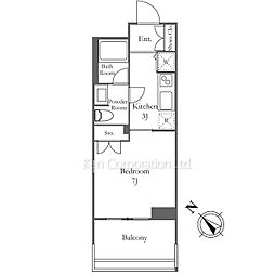 六本木グランドタワーレジデンス 1Kの間取図画像