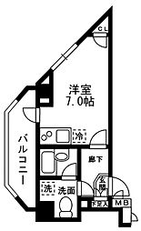 レジディア中落合-A ワンルームの間取図画像