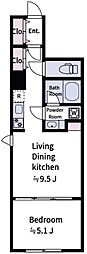 アラート杉並堀ノ内 1LDKの間取図画像