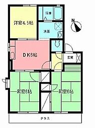 コーポトミールB 2LDKの間取図画像