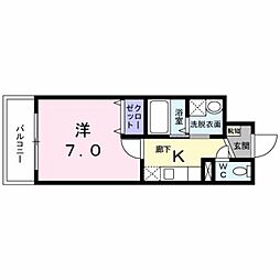 SkyHouse 1Kの間取図画像