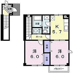ニューシティキャットパート1 2Kの間取図画像