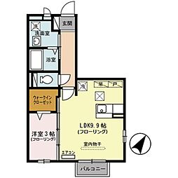 ソレーユ東川口 1LDKの間取図画像