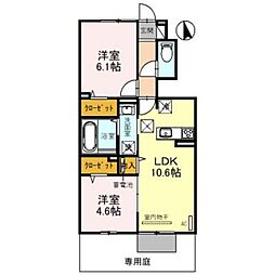 ラヴィーベール江井島 2LDKの間取図画像