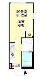 スターリング府中 1Kの間取図画像