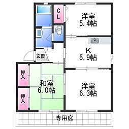 シャーメゾン貴志川 3Kの間取図画像