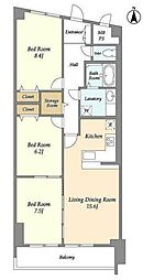 府中フラワーハイホーム 3LDKの間取図画像