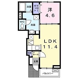 カルム・メゾン東館 1LDKの間取図画像