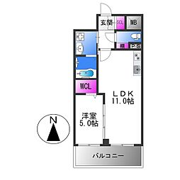 VITA荒本 11階1LDKの間取り