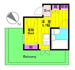 シャトルハイム1 ワンルームの間取図画像