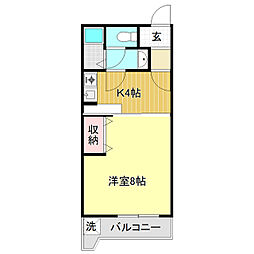コーポ西村2 1Kの間取図画像