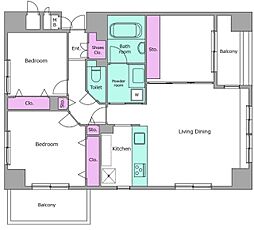 レジディア新川2 3LDKの間取図画像