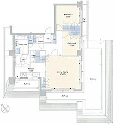 デュオフラッツ赤坂 8階2LDKの間取り