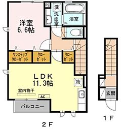 ル・ボア拝島C 1LDKの間取図画像