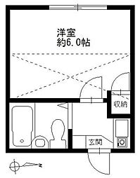 クラレンス上青木西 1Kの間取図画像