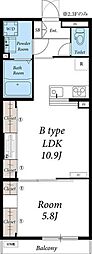 リブリ・ケンズコート 1LDKの間取図画像