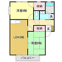 ラピスハイネスC 2LDKの間取図画像