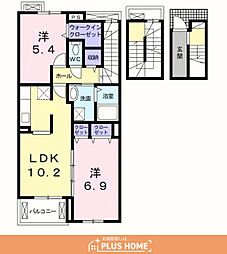 リヴェール土入1 2LDKの間取図画像