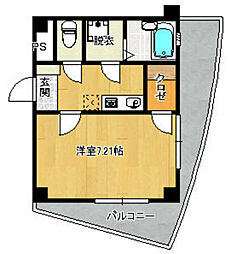 ワールドビル2 1Kの間取図画像