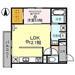 セジュール汀 1LDKの間取図画像