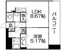 FLAT HOSHIDA 1LDKの間取図画像